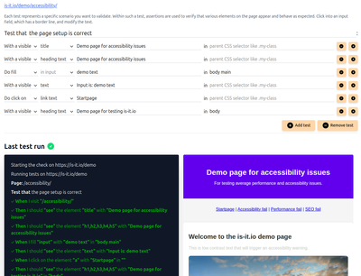 Progress when saving the tests of a page