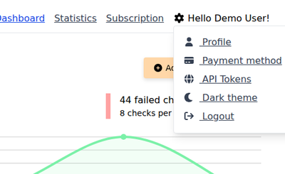 The popup for the user profile