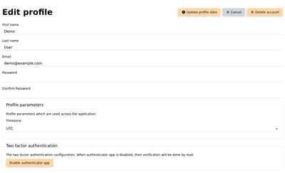 The user profile form