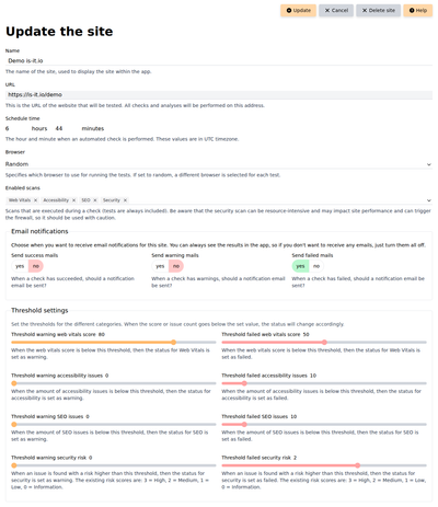 The site form view